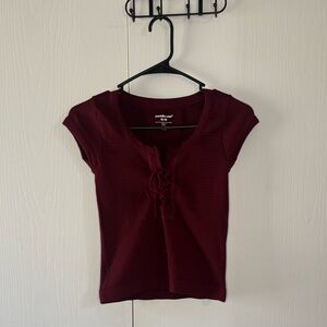 Brandy Melville Burgundy Short Sleeve Top